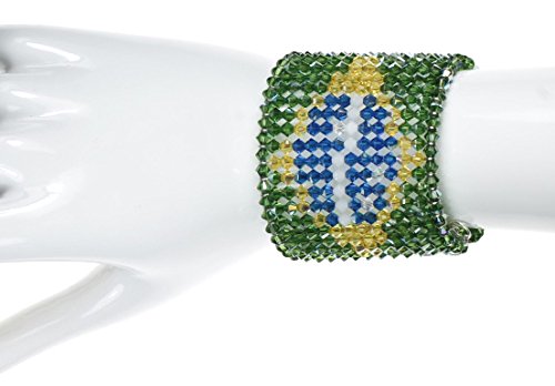 Karen Curtis Swarovski Crystal Brazilian Flag Cuff Bracelet #TOP5