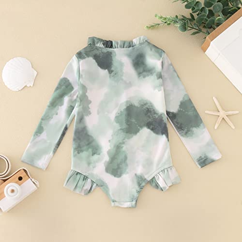 Summer Toddler Girls Manga Longa Babados Colorido Tie Dye Estampa Gradiente 1 Peça Praia Criança Men