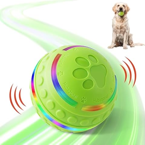 Hubaqonal Interactive Dog Toys Dog Ball for Small & Medium Dogs, Durable Dog Toys for Aggressive Chewers, Automatic Rolling Dog Balls with Silicone Cover(Diameter 3.15 inches) Cover