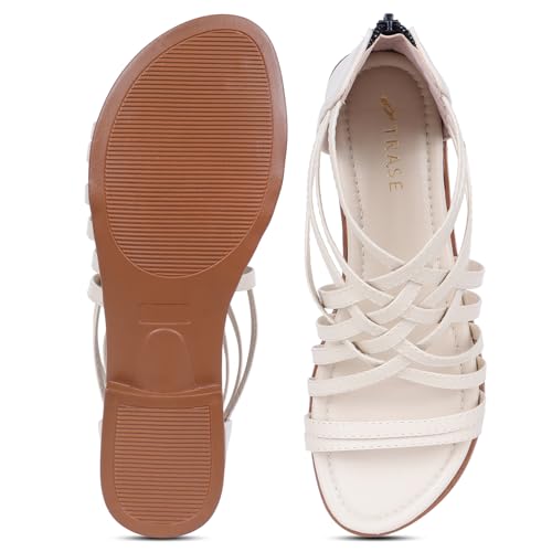 Image of TRASE Gladiator Sandals With Zip Closure Flats For Woman And Girls - Women Sandals - Stylish And Trendy Strappy Design Flat Footwear For College, Office And Beach Wear