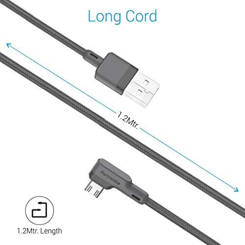 Portronics Konnect L 1.2Mtr, Fast Charging 3A Micro USB Cable with Charge & Sync Function (Grey) - Image 5