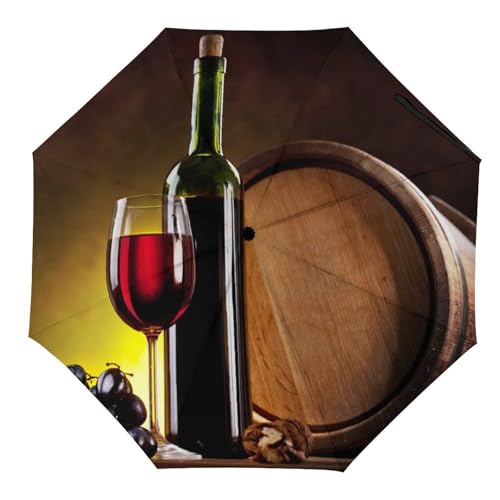 Parapluie pliant automatique vin rouge anti-vent pour homme femme