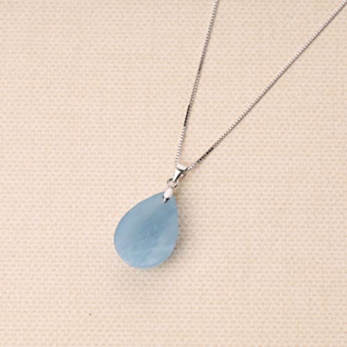 Coai 925 Sterling Silver Teardrop Aquamarine Birthstone Necklace #TOP4