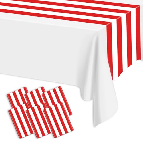 Chemins de table rayés rouge et blanc, 35,6 x 274,3 cm, jetables, décoration anniversaire, mariage, cirque
