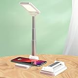 【Lampara led escritorio portátil】El stent de la lámpara tiene una función de elevación plegada, que se puede ajustar altura. Puede ajustar la altura y el ángulo según sea necesario. Diseño plegable, espacio pequeño y relajado.