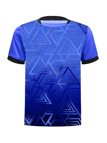 Kids Boys Quick-Drying Soccer Jersey Short Sleeve Stylish Geometric Printed Football Basketball Sports Tops