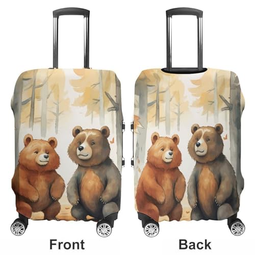 Bear in Woods Luggage Cover Tsa Approved Suitcase Covers for Luggage Elastic Washable Suit Case Covers Anti-Scratch Travel Luggages Sleeve Suitcase Protector Fits 19-30 Inch Case(S)3