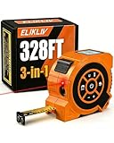 328Ft 3-in-1 Digital Laser Tape Measure Rechargeable Measuring Tool &16Ft Auto-Lock Tape Measure Movable Magnetic Hook with Area/Volume/Pythagorean, Ft/in/M/Ft+in for Construction;Woodworking;Home DIY