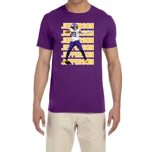 Purple Minnesota Justin Jefferson Text Pic T-Shirt