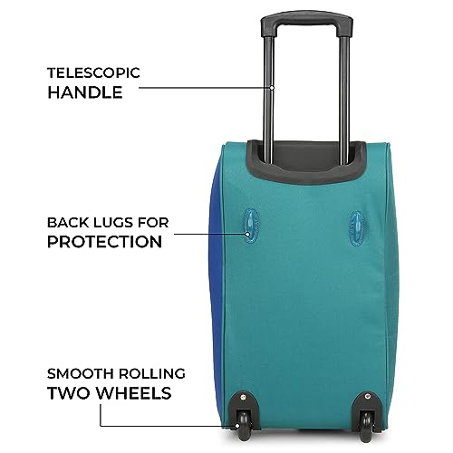 Image of Stony Brook by Nasher Miles Maze Polyester Cabin Small 52 cm Teal Blue Duffel Bag for Travel | Duffle Bag with Trolley