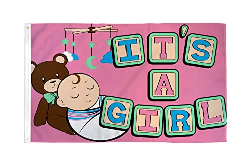 AZ FLAG, It'S A Girl Flag, 3x5 Ft, 100D Polyester Birth Banner with Two Metal Grommets, Fade Resistant, Vivid Colors