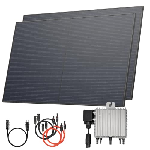 Solarway® 1000Wp / 800W Balkonkraftwerk - Deye SUN-M80G4-EU-Q0 800 Watt Wechselrichter - Komplettset mit 500W Solarmodulen, Wechselrichter & Zubehör – steckerfertige Mini-Solaranlage für die Steckdose