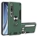 Produktbild WJMWF Kompatibel mit Xiaomi Redmi 10X 5G Hülle [Displayschutzfolie] 360 ° Drehbarer Ringhalter 2 in 1 Kampfrüstung Hard Schutzhülle Magnetische Autohalterung Handyhülle-Dunkelgrün