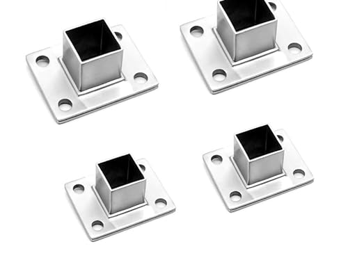 4 Pcs Square Post Bases Stainless Steel Flange Anchor Bases Heavy Duty Post Brackets for Fence Deck Railing Support Posts Accessories, Decking Posts (1 x 1)