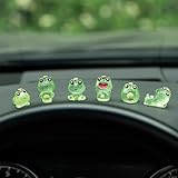 Rislobx Luminous Crown Frog Car Dashboard Decor, 6PCS Fun Frog Rear View Mirror Screen Ornament Accessories for Home Office