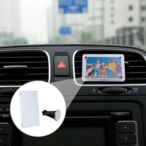 NineSSJLY 2er Set Auto Bilderrahmen Lüftung – Magnetischer Acrylrahmen für 6×9 cm Fotos, inkl. Klemmhalter mit Kleber – Auto Anhänger personalisiert, Foto Clip für Lüftung, Auto Deko