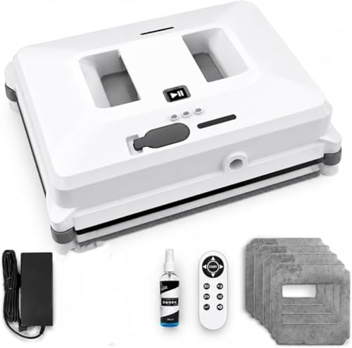 YXZYFPP Limpiacristales robótico con succión de 3000 Pa, Sistemas de Doble pulverización, 80 W de Potencia, 20 Minutos de Funcionamiento a Prueba de Fugas para una