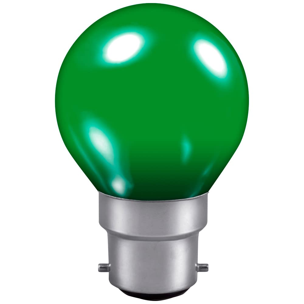 Crompton Lamps Green 15W Golfball Bc-B22d Dimmable Colourglazed Ip65 10Lm Bc Bayonet B22 Incandescent Round Coloured Outdoor External Festoon Light Bulb