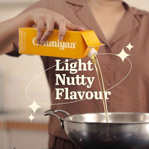 Image of Gramiyaa Cold Pressed Groundnut Oil 3 Litre | Chemical-free, Zero Trans-fat Cooking Oil | Unrefined Oil | Fresh Protect Pack | Kachi Ghani Peanut Oil for Cooking