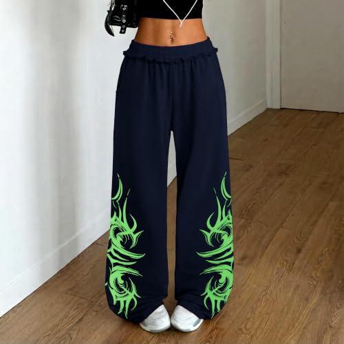 ZAFUL Womens Wide Leg Sweatpants Y2K Gothic Graffiti Sweat Pants - image 4
