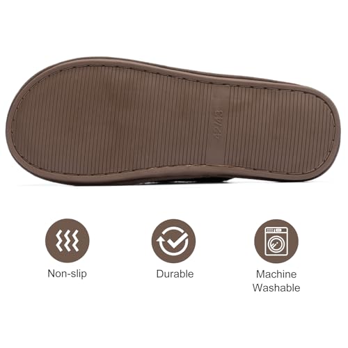 Image of GOEWY Mens Two-Tone House Slippers with Memory Foam Cozy Warm Slip On House Shoes for Indoor Outdoor Gifts for Men Him Dad