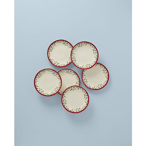 Image of Lenox 893491 Holiday 6-Piece Accent Plate Set, Christmas Dinnerware, Hosting