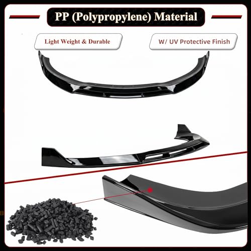 Image of Front Lip Splitter Spoiler for Dodge Charger 2015-2023 Accessories | (for SXT, SE, GT, R /T, Base Models Only), Nice Clean Look Mods, 4PC Bumper Wing Kit, Sport Bumper Upgrade, Gloss Black Finish