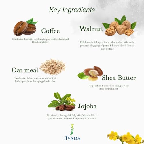 Image of Jivada Lacquer Body Scrub with Walnut, Oatmeal & Kaolin Clay | Tan Removal, Dead & Dull Bumpy Skin| Brightened Smooth Skin | All Skin Types | Women & Men | Sulphate & Paraben Free |100g