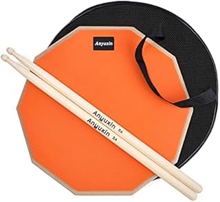 Anyuxin 12 Inch Practice Drum Pad, Double Sided Drum Practice Pads,Dumb Drum Beginner Rubber Practice Pad,with 5A Drum Sticks & Storage Bag