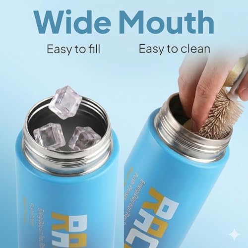 Image of CELLO Puro Steel-X Race Insulated Water Bottle for Daily Use 900 ml Blue Pink | Stylish Colorful Easy Press Open Leak Proof Inner Steel Water Bottle for School, College, Travel, Biking & Office