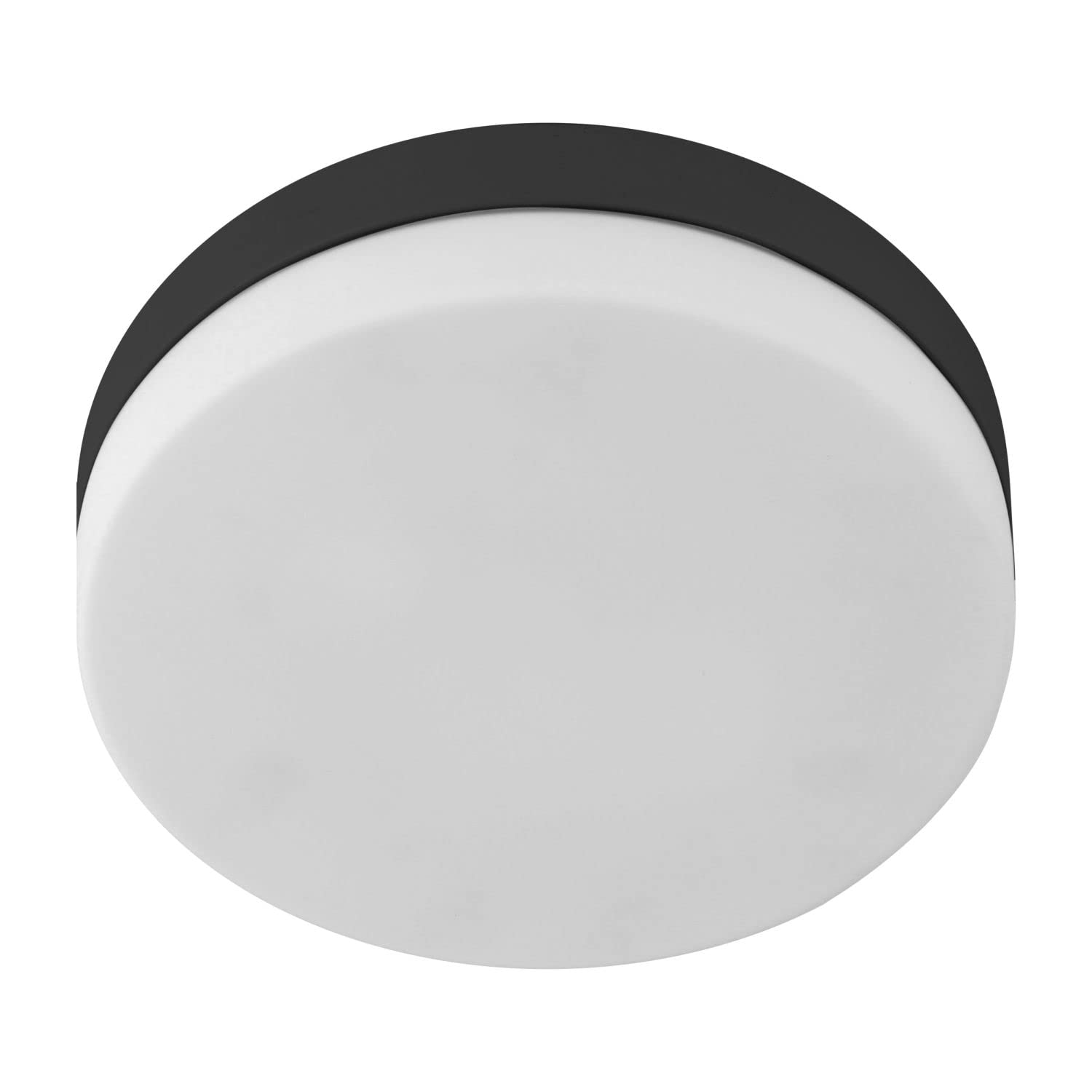 Licht-Erlebnisse Deckenlampe IP44 Badezimmer Ø 29 cm rund flach Weiß Schwarz blendarm E27 Deckenleuchte Bad Lampe