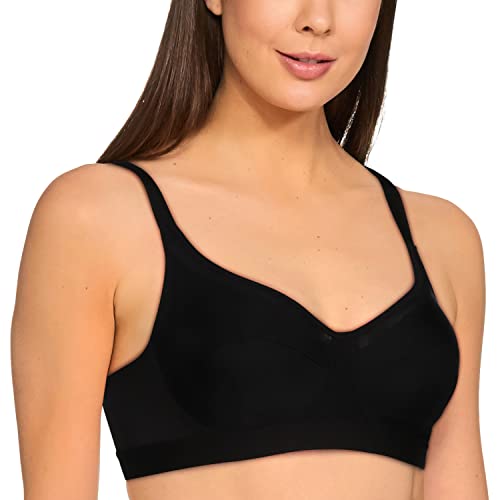 Image of Triumph Triaction Women's Sports Bra Wireless Non Padded Support Bra Breathable Mesh High Coverage Gym Bralette Cross Back Stretchable Activewear White Solid Design Pack of 1