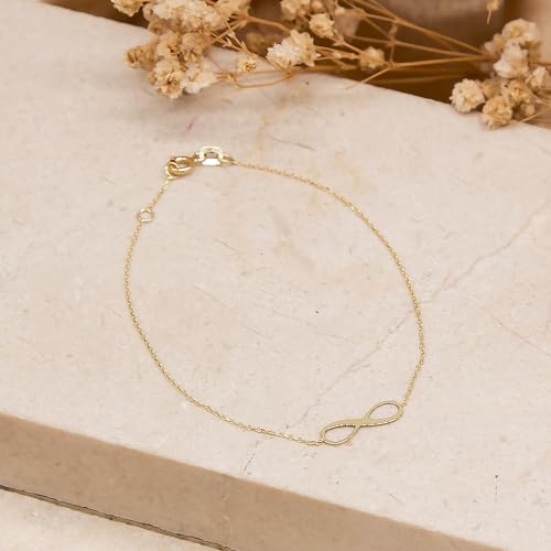 CARISSIMA Women's 9 ct Yellow Gold 15.5 x 4.8 mm Infinity Adjustable Bracelet of Length 18 cm/7 Inch - 19 cm/7.5 Inch2