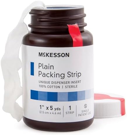 McKesson Packing Strip, Sterile, Plain, 100% Cotton, 1 in x 5 yds...