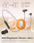 Truefree HD-100 Bluetooth Headphones, in-Ear Magnetic Neckband Earphone, Wireless Workout Earbuds, IP67 Waterproof, 11mm Drivers, 20H Playtime, Fast Charge, AI Noise Cancellation for Sports Work