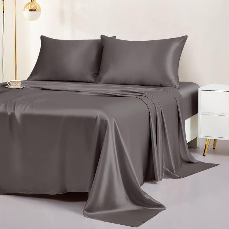 Miniatura 2 de THXSILK Juego de sábanas de seda de 4 piezas, 22 Momme 100% seda de morera natural de alta calidad, juegos de ropa de cama de lujo, ultra suaves y