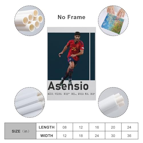 QZFNCOYU Marco Asensio - Póster artístico de futbolista español, lienzo para decoración de pared, pinturas para sala de estar, dormitorio, 20 x 30 cm