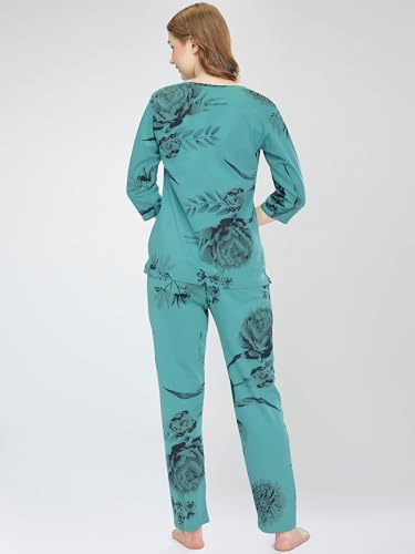 Image of ZEYO Night Suit for Women's Printed Cotton Night Dress of Top and Pajama Set (Available in Plus Size)
