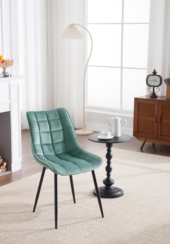 WOLTU Esszimmerstühle 4er Set Küchenstuhl Polsterstuhl Wohnzimmerstuhl Sessel mit Rückenlehne, Sitzfläche aus Samt, Metallbeine, Türkis BH142ts-4