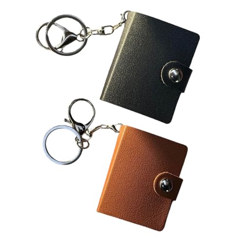 Nawwgy 2Pack Photo Album with Key Rings 2inch Photo Album Small Pocket for Family Birthday Anniversary Valentines 2 inch Leather Photo Album