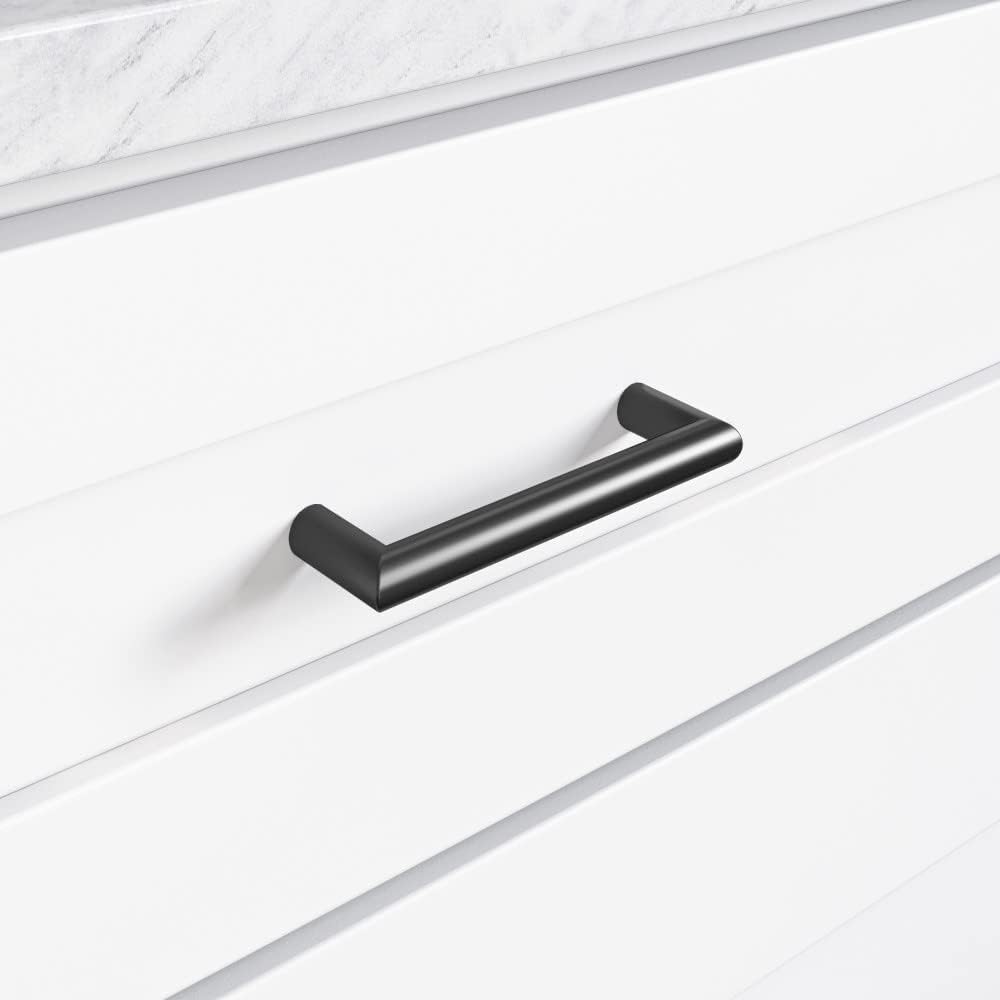 Top Knobs - TK940BLK - Kinney Pull 3" - Flat Black - Lynwood Collection