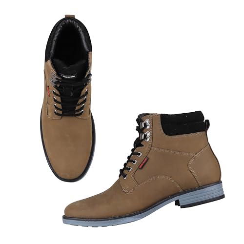 Image of Red Chief Men's Leather High-Ankle Boots with Contrast Blue Sole - Rugged | Bold | Urban | RC377