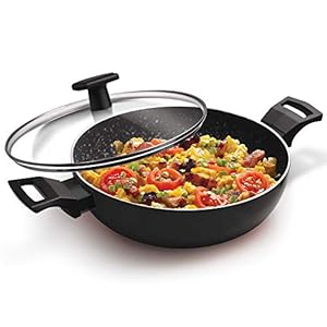 Milton Pro Cook Granito Induction Kadhai With Lid, 24 cm / 2.8 Litre, Black, Aluminium