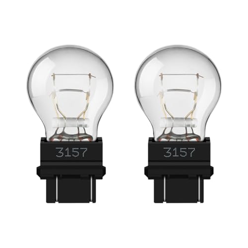 Rushinghorse 2 Pack 3157 Tail Light Bulb, 12V 3000K/P27-7W Brake Light Bulb, Replacement for Cars,Trucks,SUVs Halogen Rear Turn Signal Bulbs/Long Life Miniature Bulb