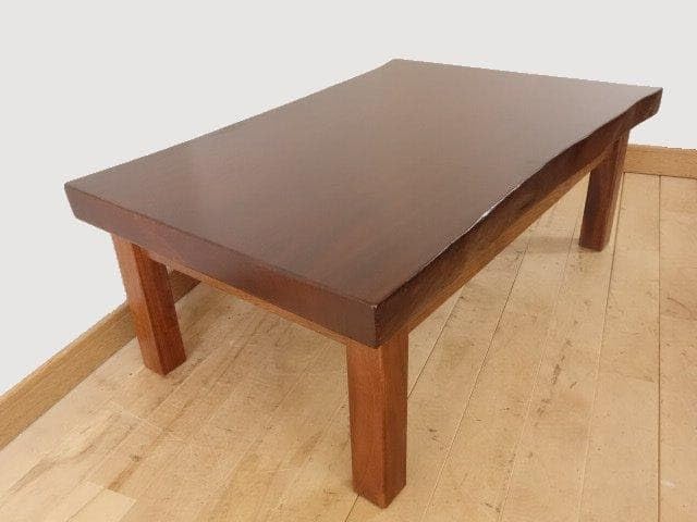 北海道手作り家具 クスノキ楠材 一枚板座卓1000 Premium】金糸楠 