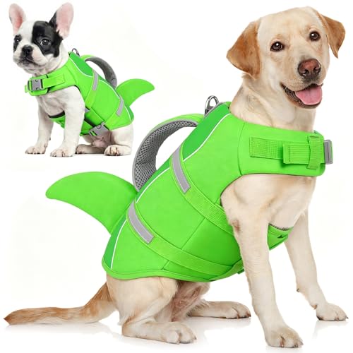 AOFITEE Large Dog Life Jacket Shark Dog Life Vest for Swimming Boating, L by AOFITEE - Used condition - US$33.85
