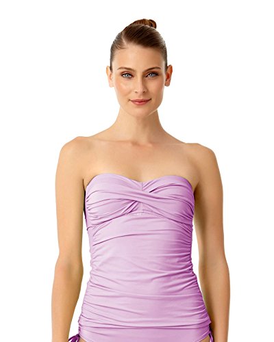 Image of Anne Cole Women's Twist Front Shirred Bandeau Tankini Swim Top