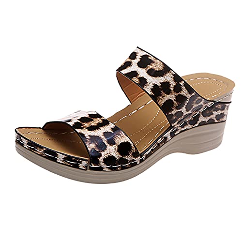 Woaikeyu Cuña Sandalias Mujer Verano Casual Zapatos Moda Cómodas Plataforma Sandalias, marrón, 42 EU