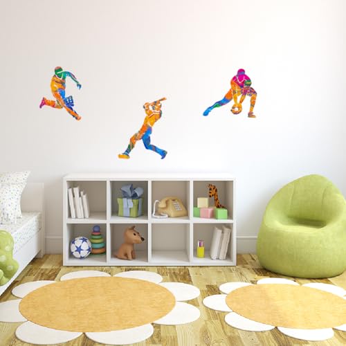 Autocollant mural de baseball multicolore SUPERDANT design athlète pour chambre - 5