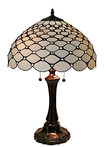 Tiffany Style Table Lamp Banker Jeweled 26